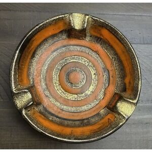 VTG Italian Art Pottery Crackle Glaze Bitossi Raymor Ashtray 7" MADE IN ITALY